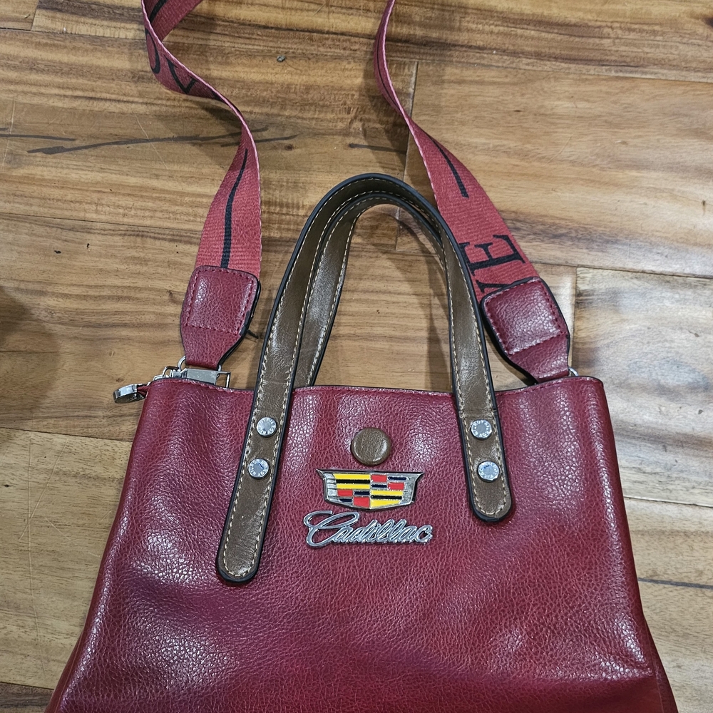 Red Leather Shoulder Bag with Adjustable Straps